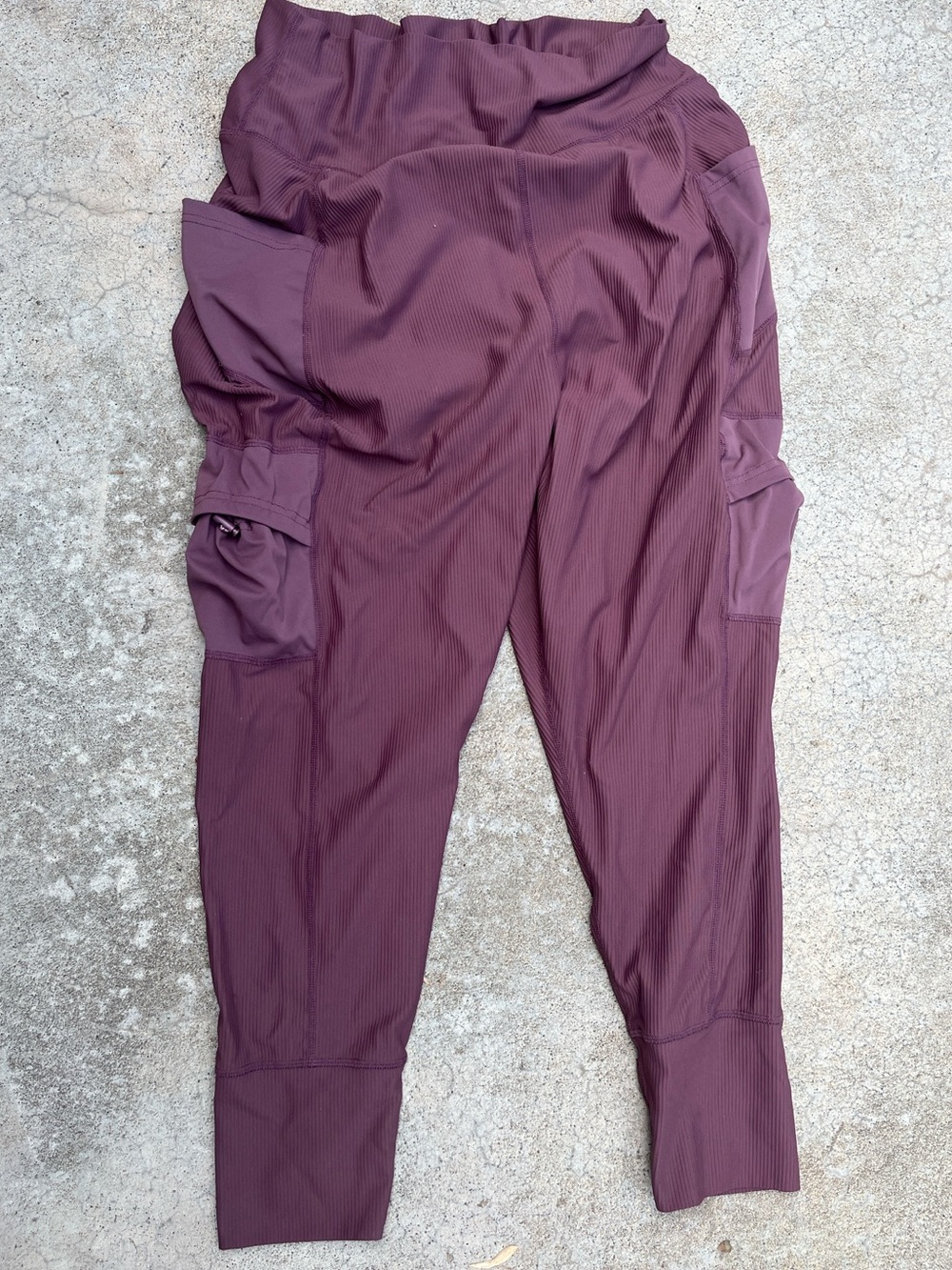 Free People Ribbed Track Pants in Mauve Raspberry take a hike in fig